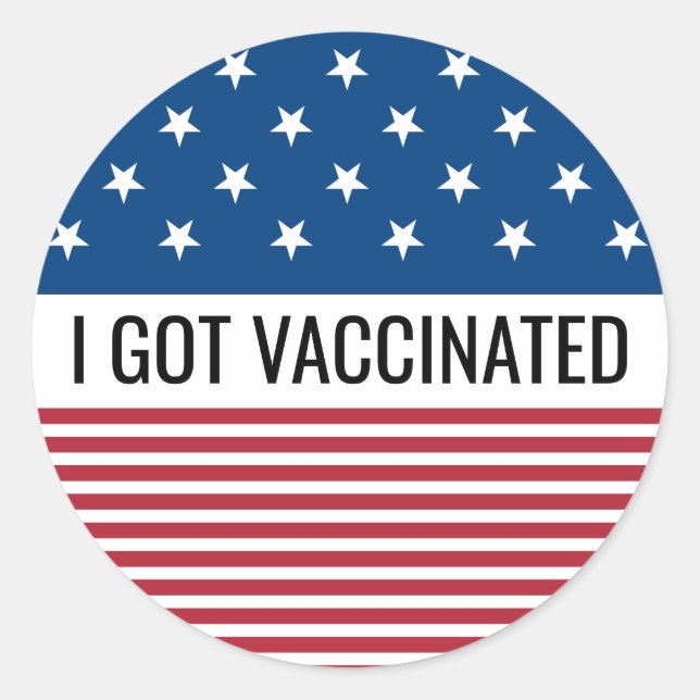 STICKER ROND J'AI VACCINÉ LE DRAPEAU DES USA (Devant)
