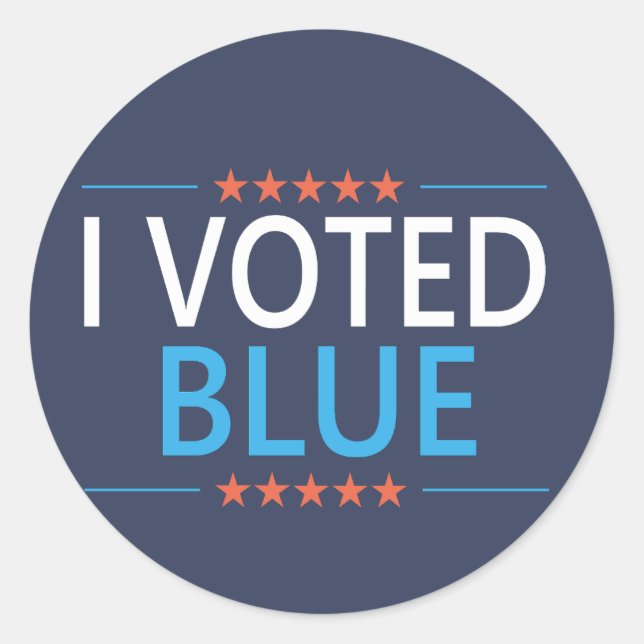 Sticker Rond J'ai voté bleu démocrate (Devant)
