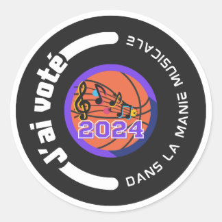 Sticker Rond J'ai voté dans la Manie Musicale 2024 (noir)