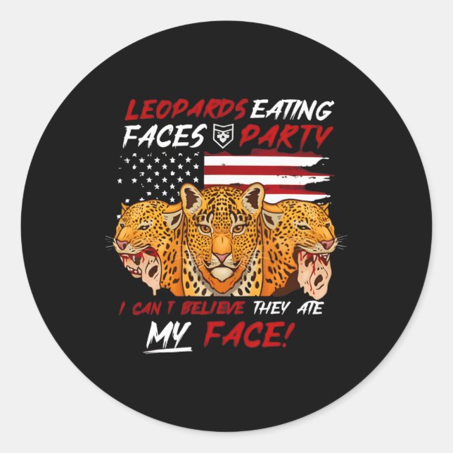 Sticker Rond J'Ai Voté Pour Les Léopards Manger Faces Fête Funn (Devant)