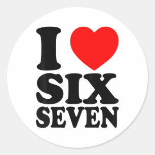 Sticker Rond J'aime 67 drôle de mème Je cœur Six Sept