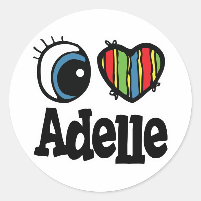 Sticker Rond J'aime Adelle (Devant)