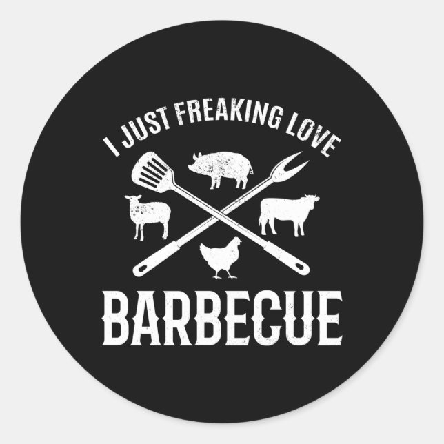 Sticker Rond J'Aime Aimer Barbecue Barbecue Grillades Bb (Devant)