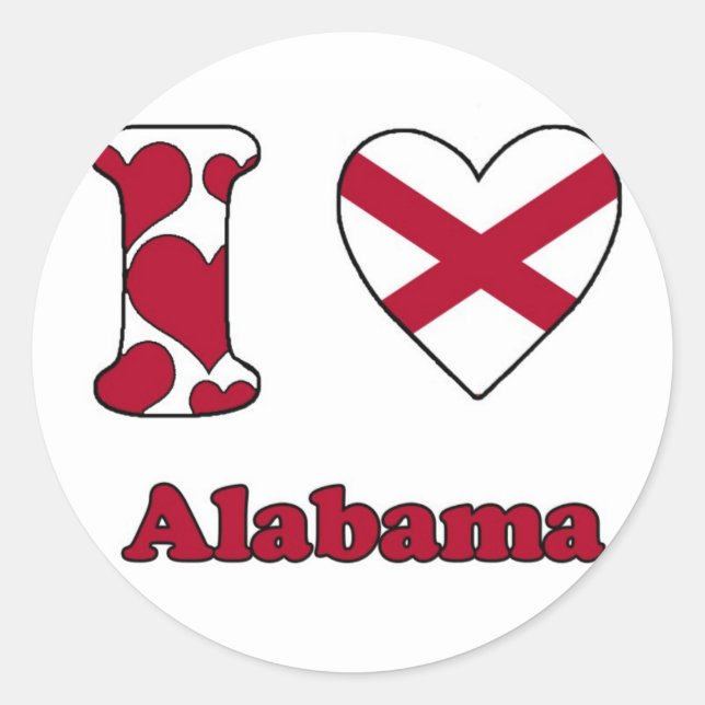 Sticker Rond J'aime Alabama (Devant)