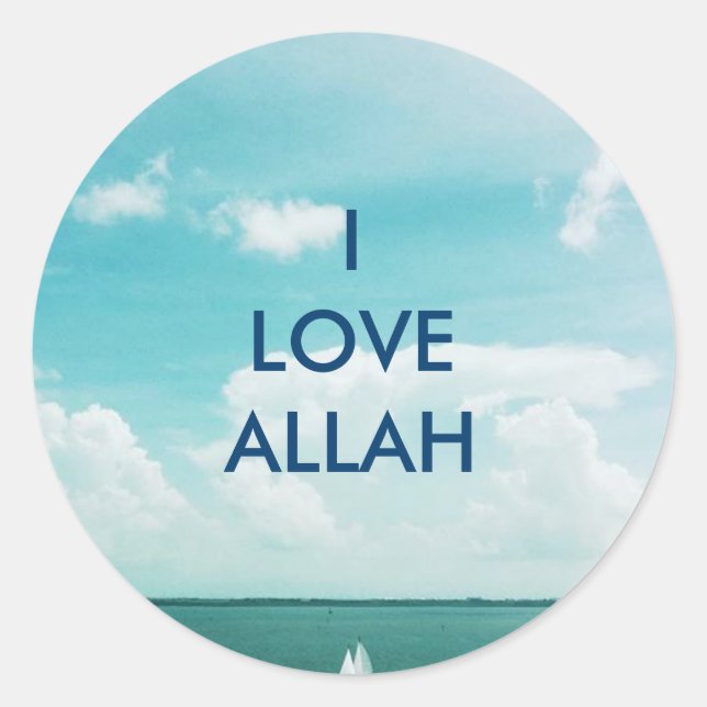 Sticker Rond J'AIME ALLAH -Autocollants de voiliers (Devant)