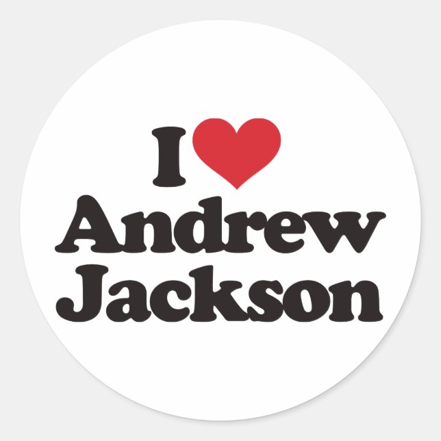 Sticker Rond J'aime Andrew Jackson (Devant)