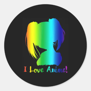 Sticker Rond j'aime anime manga drôle cosplay