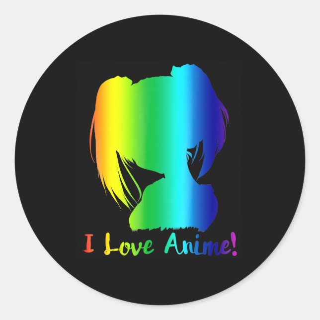 Sticker Rond j'aime anime manga drôle cosplay (Devant)