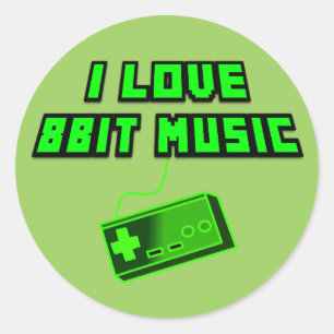 Sticker Rond J'aime art numérique de vert de la musique 8Bit l