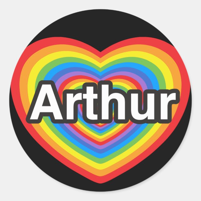 Sticker Rond J'aime Arthur. Je t'aime Arthur. Cœur (Devant)