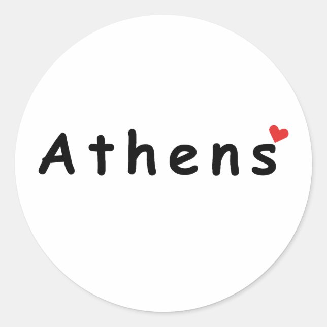 Sticker Rond J'aime Athènes Grèce (Devant)