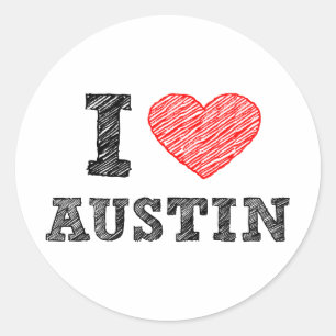 Sticker Rond J'aime Austin