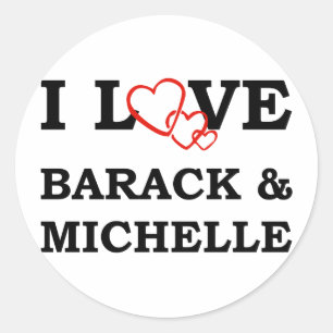 Sticker Rond J'aime Barack et Michelle