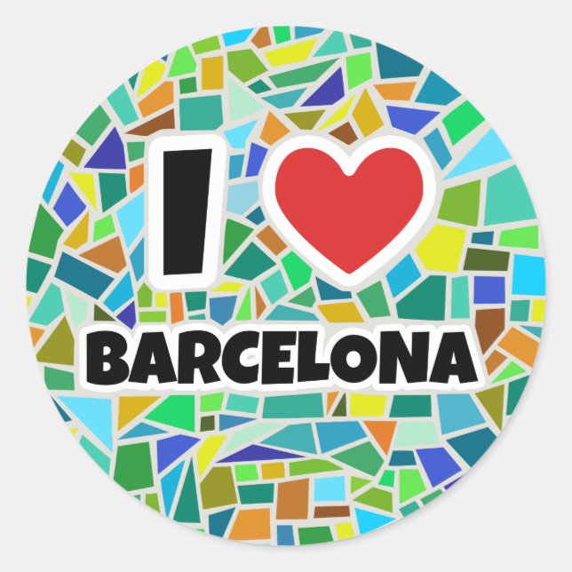 Sticker Rond J'aime Barcelone (Devant)