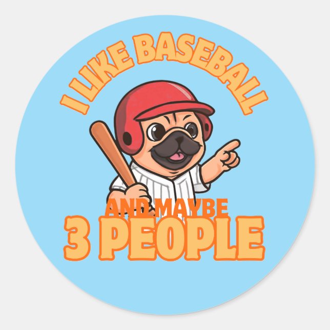 Sticker Rond J'aime baseball-puglife (Devant)