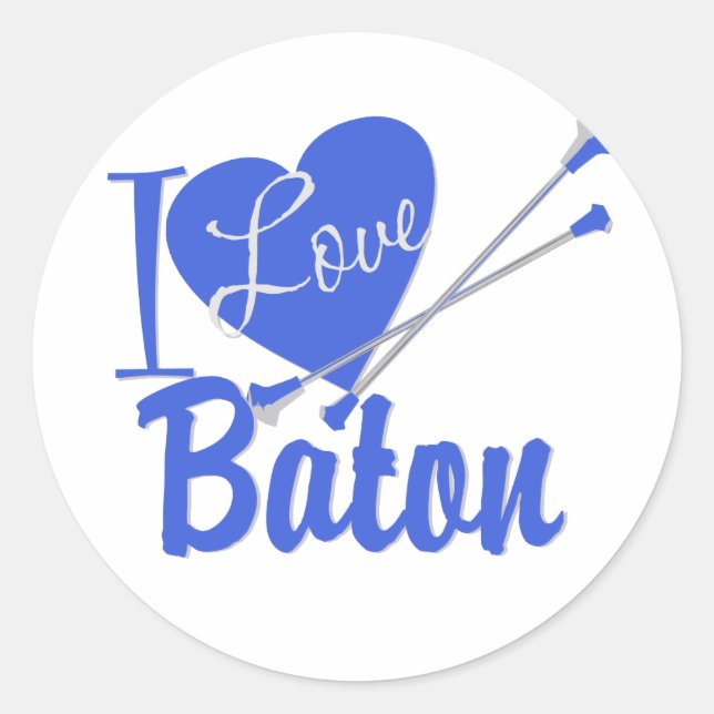 Sticker Rond J'aime Baton (Devant)
