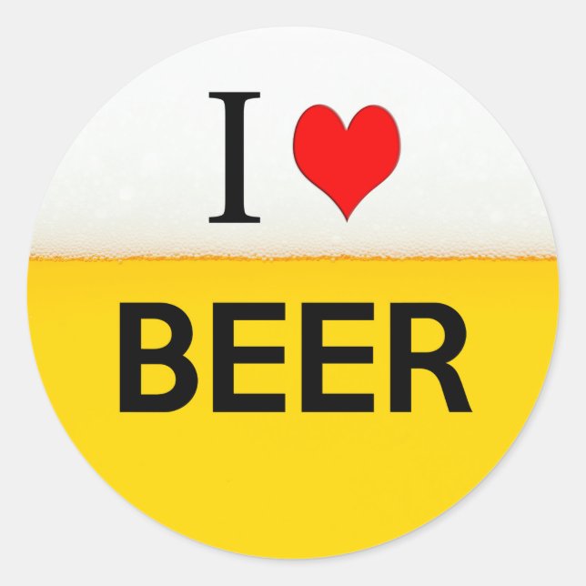 Sticker Rond j'aime bière texture boisson alcool alcool coeur (Devant)