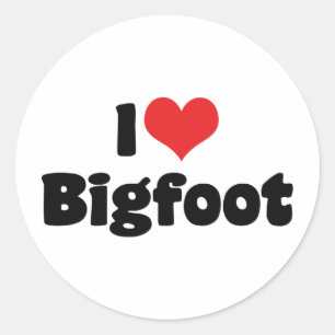 Sticker Rond J'aime Bigfoot Sasquatch Yéti Cœur