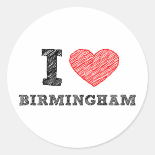 Sticker Rond J'aime Birmingham