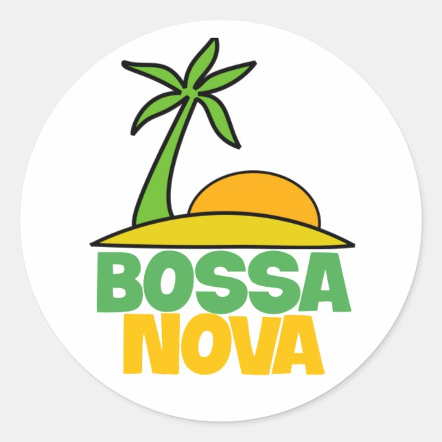 Sticker Rond J'aime Bossa Nova cadeau pour les amateurs de musi (Devant)