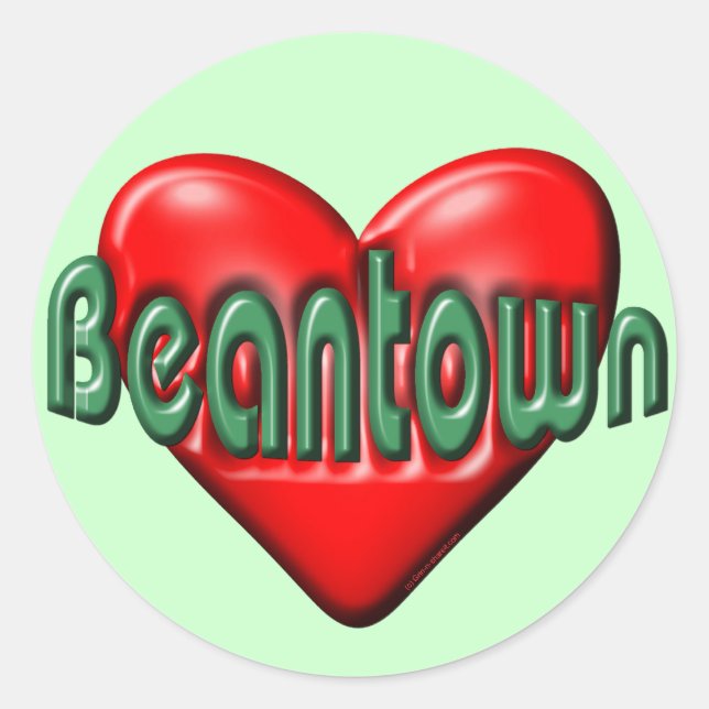 Sticker Rond J'aime Boston (Devant)