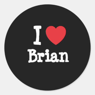Sticker Rond J'aime Brian coeur personnalisé