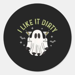 Sticker Rond J'Aime Ça Sale Halloween Sale Martini Ghost
