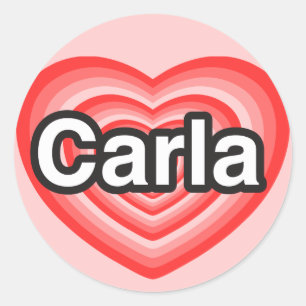 Sticker Rond J'aime Carla. Je t'aime Carla. Cœur