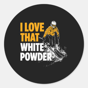 Sticker Rond J'Aime Cette Poudre Blanche Skier D'Hiver