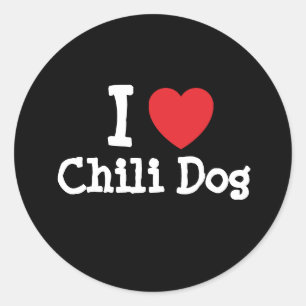 Sticker Rond J'aime Chili Chien coeur T-shirt