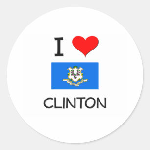Sticker Rond J'aime Clinton le Connecticut