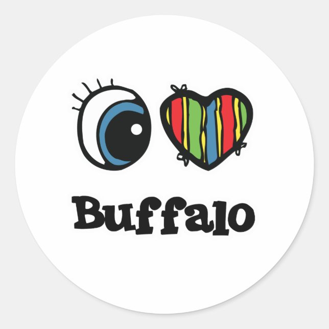 Sticker Rond J'aime (Cœur) Buffalo (Devant)