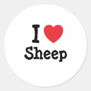 Sticker Rond J'aime Coeur de mouton personnalisé