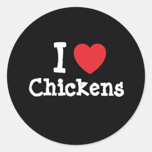 Sticker Rond J'aime Coeur de poulet personnalisé