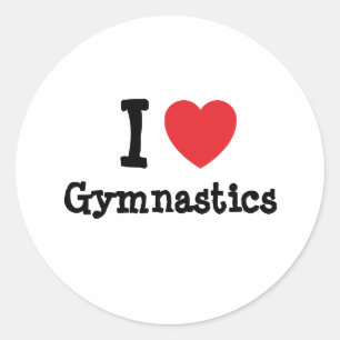 Sticker Rond J'aime Coeur Gymnastique personnalisée
