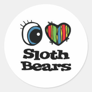 Sticker Rond J'aime (cœur) les ours lippu