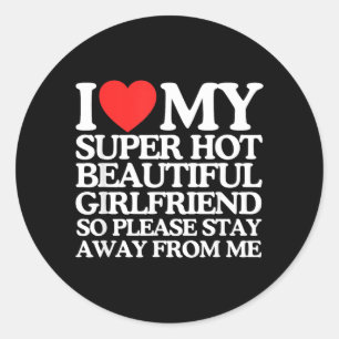 Sticker Rond J'aime cœur ma super belle et chaude petite amie Y