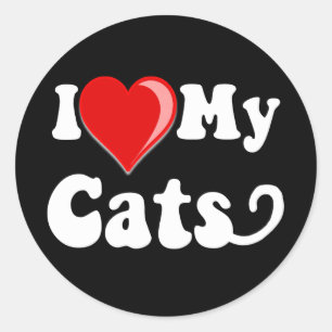 Sticker Rond J'aime (coeur) mes chats