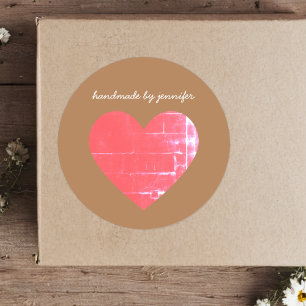 Sticker Rond J'aime Coeur Rouge artisanal par nom Customisé mig