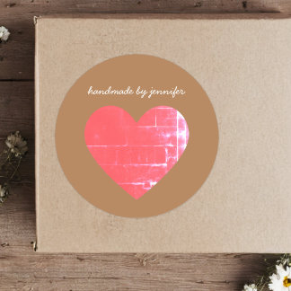 Sticker Rond J'aime Coeur Rouge artisanal par nom Customisé mig