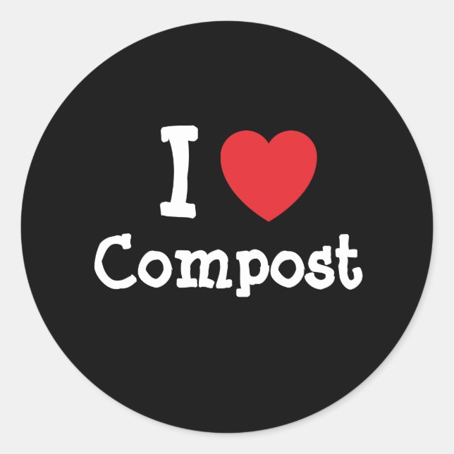 Sticker Rond J'aime Compost coeur personnalisé (Devant)