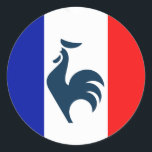 Sticker Rond J'aime coq drapeau France<br><div class="desc">Le cœur Français avec le drapeau de France à l'intérieur. L'emblème du pays ; le coq est dans le drapeau,  façon t shirt de football. J'aime les Français ! J'aime Paris !</div>
