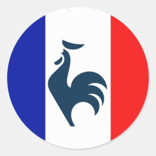 Sticker Rond J'aime coq drapeau France