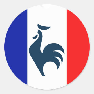 Sticker Rond J'aime coq drapeau France