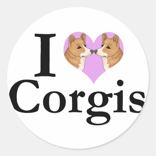 Sticker Rond J'aime Corgis (Devant)