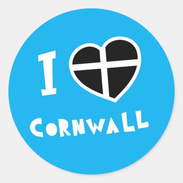 Sticker Rond J'aime Cornwall (Devant)