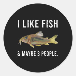 Sticker Rond J'Aime Corydoras Poisson Catfish Et Peut-Être 3 Pe