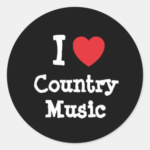 Sticker Rond J'aime Country Music coeur personnalisé