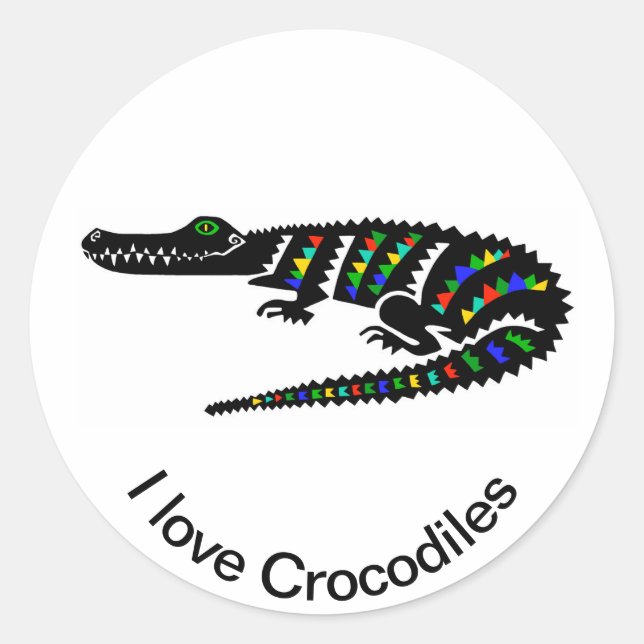 Sticker Rond J'aime CROCODILES - Reptile- Faune - États-Unis (Devant)