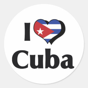 Sticker Rond J'aime Cuba Drapeau